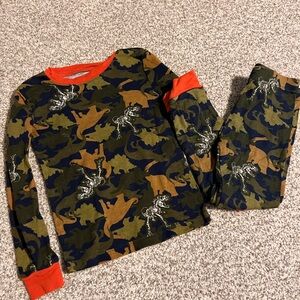 Member’s Mark Dinosaur Camouflage Pajama Set with Orange Trim